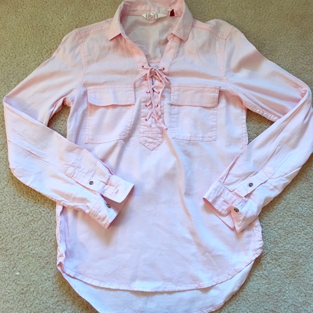 Lace up collared top